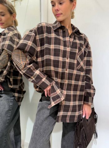 Shop Online Camicia check oversize in flanella moro Vicolo