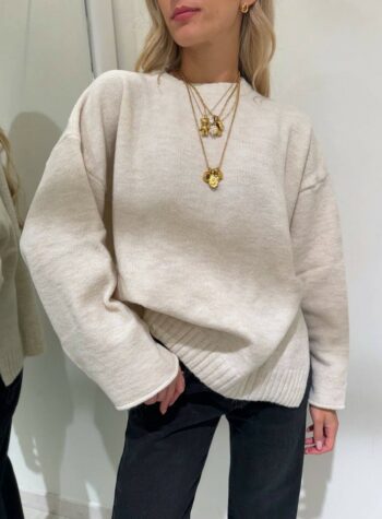 Shop Online Maglione ampio girocollo panna Kontatto