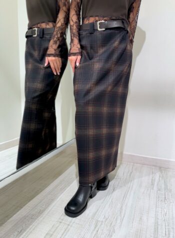 Shop Online Longuette nera a quadri con cintura HaveOne
