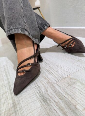 Shop Online Slingback moro in camoscio con fibbie Ovyè