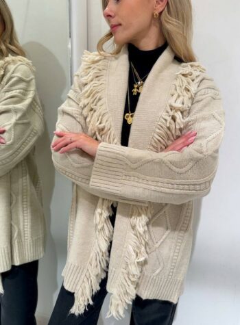 Shop Online Cardigan beige con frange Kontatto