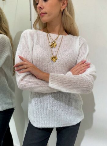 Shop Online Maglione barca panna in mohair Kontatto