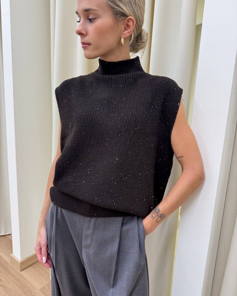 Gilet oversize moro con micro paillettes HaveOne Shop Online Gilet oversize moro con micro paillettes HaveOne