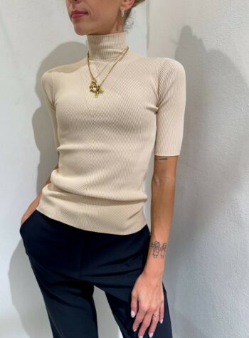 Shop Online Dolcevita mezze maniche con motivi a coste beige Kontatto