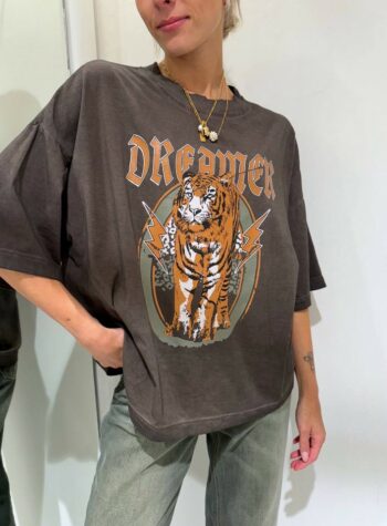 Shop Online T-shirt oversize moro con tigre HaveOne