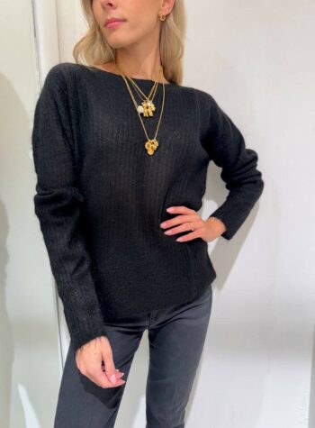 Shop Online Maglione barca nero in mohair Kontatto