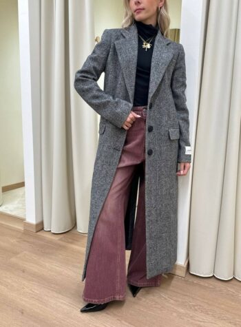 Cappotto lungo grigio spigato Hinnominate Shop Online Cappotto lungo grigio spigato Hinnominate