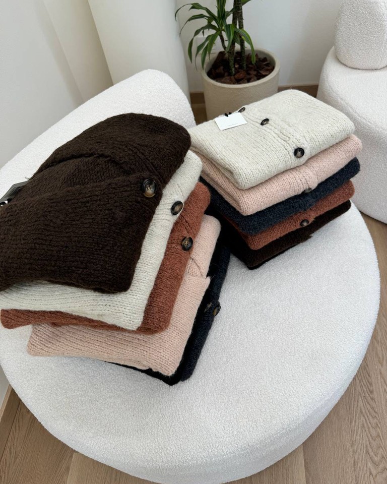Cardigan oversize in maglia inglese moro Vicolo Shop Online Cardigan oversize in maglia inglese moro Vicolo