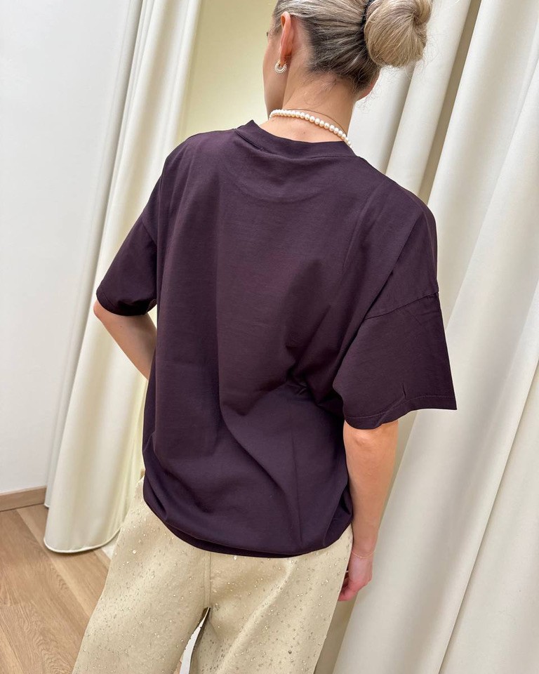 T-shirt oversize vino stampa orsetto Vicolo Shop Online T-shirt oversize vino stampa orsetto Vicolo