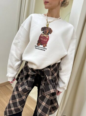 Shop Online Felpa oversize burro stampa bassotto Natale Vicolo