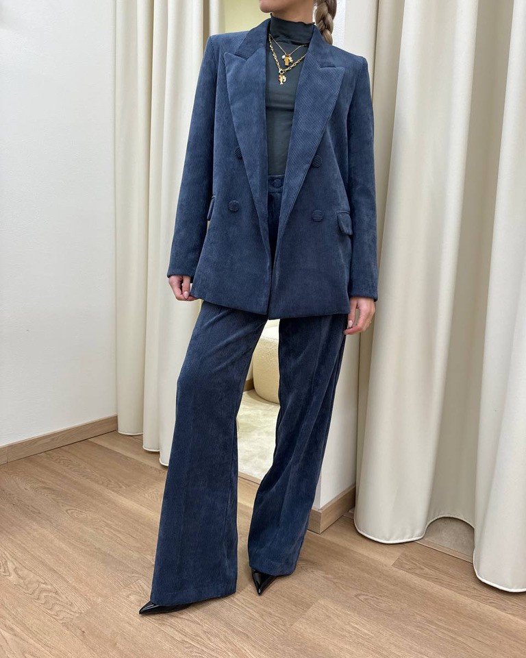 Blazer blu doppiopetto in velluto rocciatore Vicolo Shop Online Blazer blu doppiopetto in velluto rocciatore Vicolo