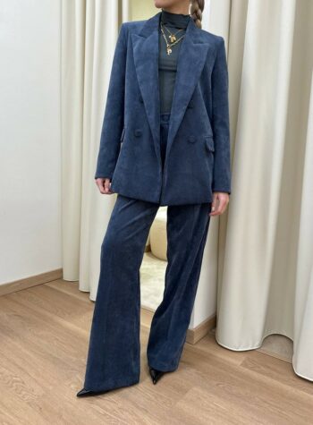 Shop Online Pantalone dritto blu in velluto rocciatore Vicolo