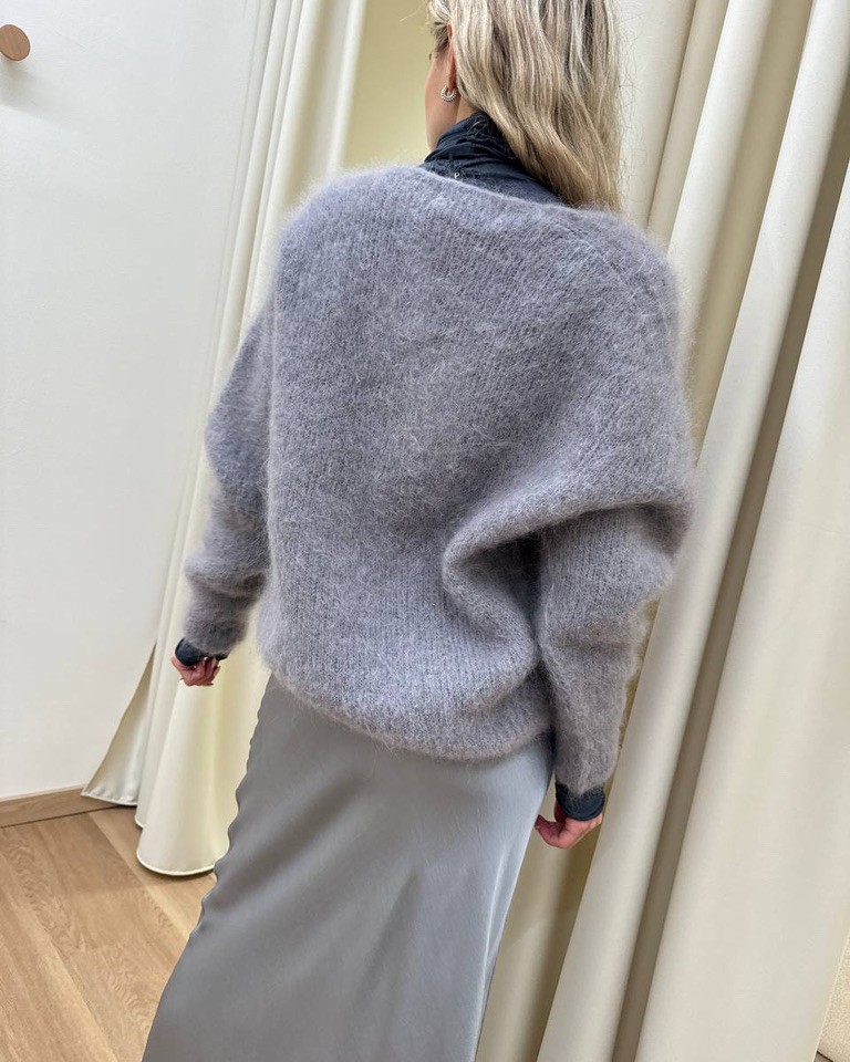 Cardigan ampio in mohair grigio perla HaveOne Shop Online Cardigan ampio in mohair grigio perla HaveOne