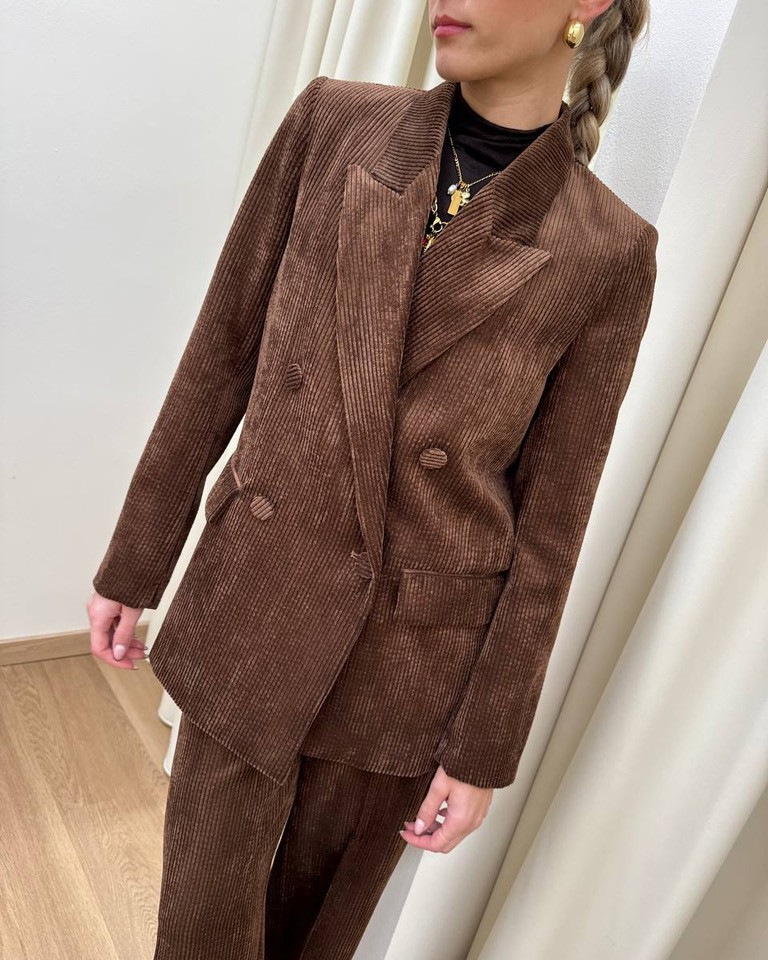 Blazer moro doppiopetto in velluto rocciatore Vicolo Shop Online Blazer moro doppiopetto in velluto rocciatore Vicolo