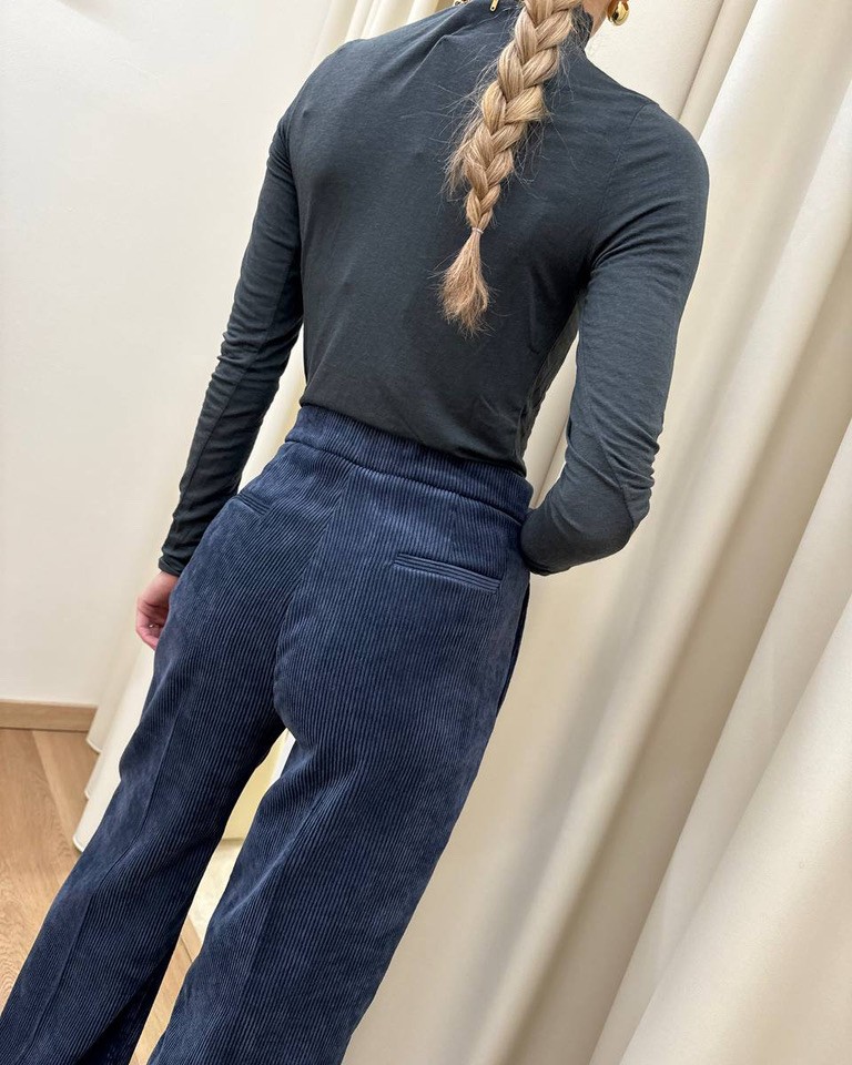 Pantalone dritto blu in velluto rocciatore Vicolo Shop Online Pantalone dritto blu in velluto rocciatore Vicolo