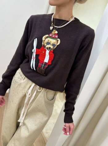 Shop Online Maglia girocollo moro patch orsetto scii Vicolo