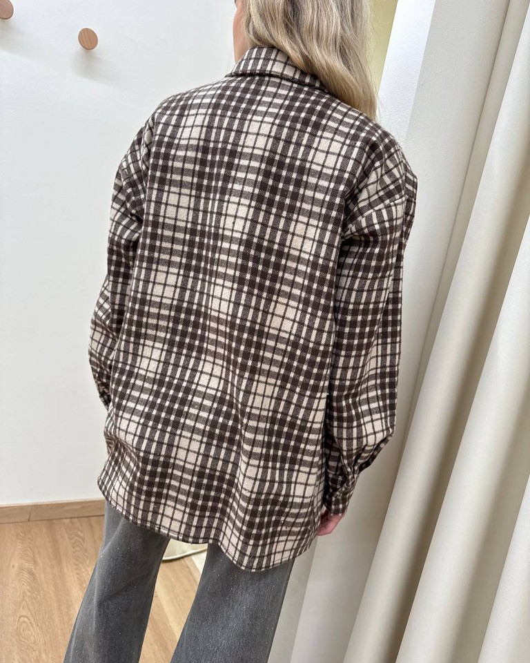 Camicia check in flanella moro e beige Vicolo Shop Online Camicia check in flanella moro e beige Vicolo