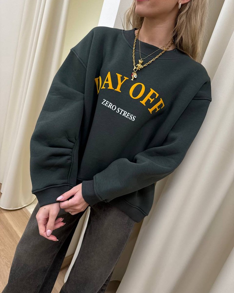 Felpa oversize verde stampa zero stress Vicolo Shop Online Felpa oversize verde stampa zero stress Vicolo