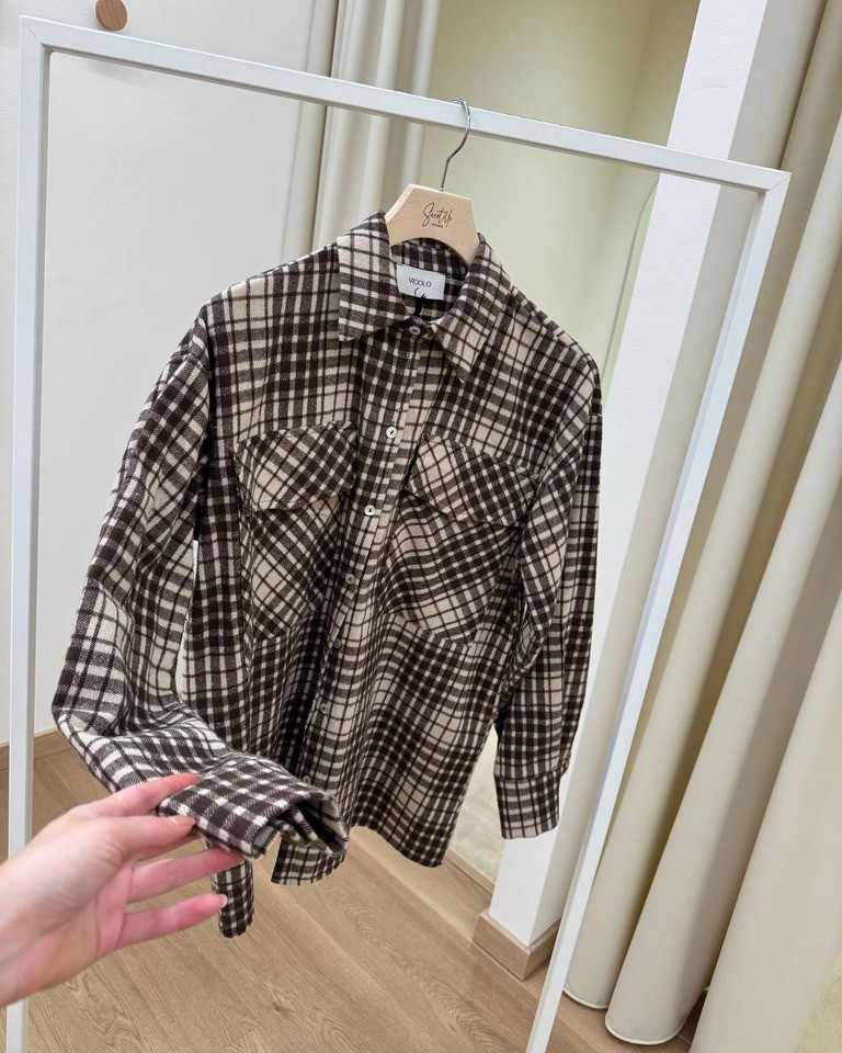 Camicia check in flanella moro e beige Vicolo Shop Online Camicia check in flanella moro e beige Vicolo