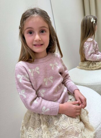 Shop Online Maglione rosa girocollo con fiocchi burro Name It