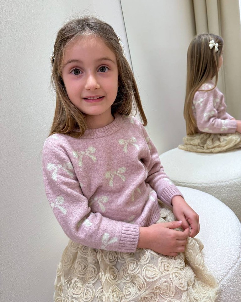 Maglione rosa girocollo con fiocchi burro Name It Shop Online Maglione rosa girocollo con fiocchi burro Name It