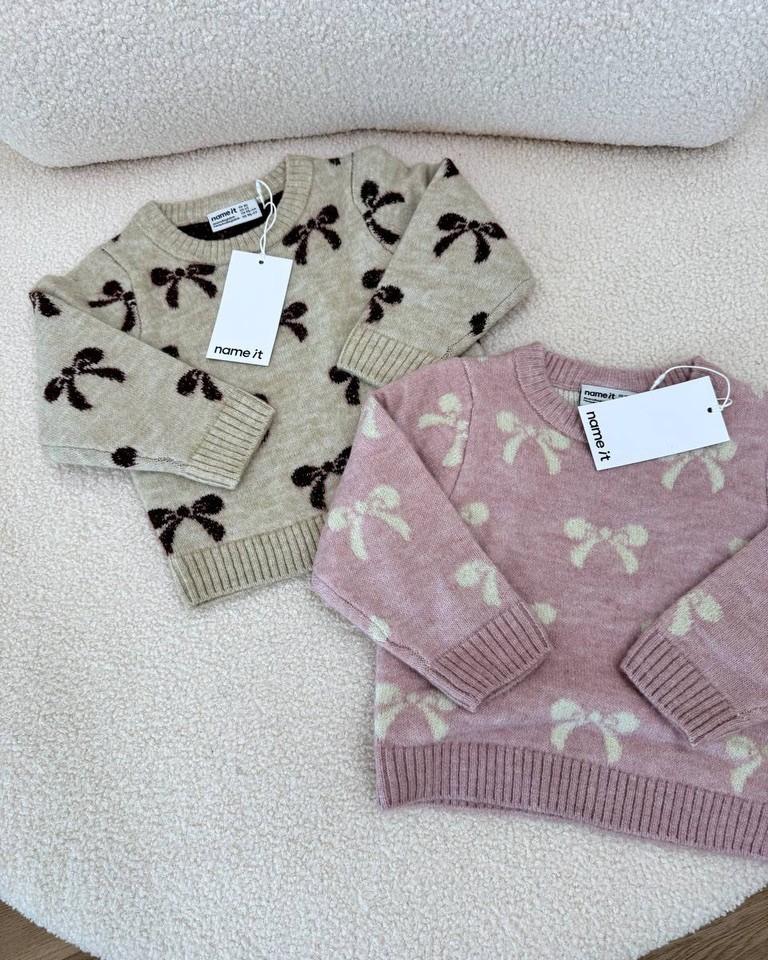 Maglione beige girocollo fiocchi bordeaux Name It Shop Online Maglione beige girocollo fiocchi bordeaux Name It