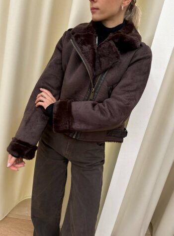 Shop Online Giubbotto eco montone corto moro scamosciato Vicolo