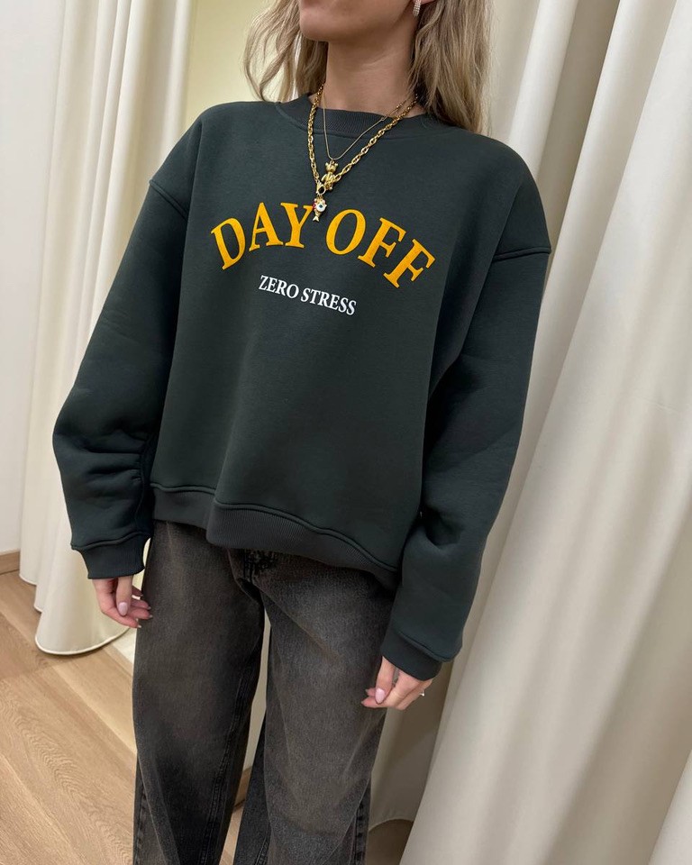 Felpa oversize verde stampa zero stress Vicolo Shop Online Felpa oversize verde stampa zero stress Vicolo