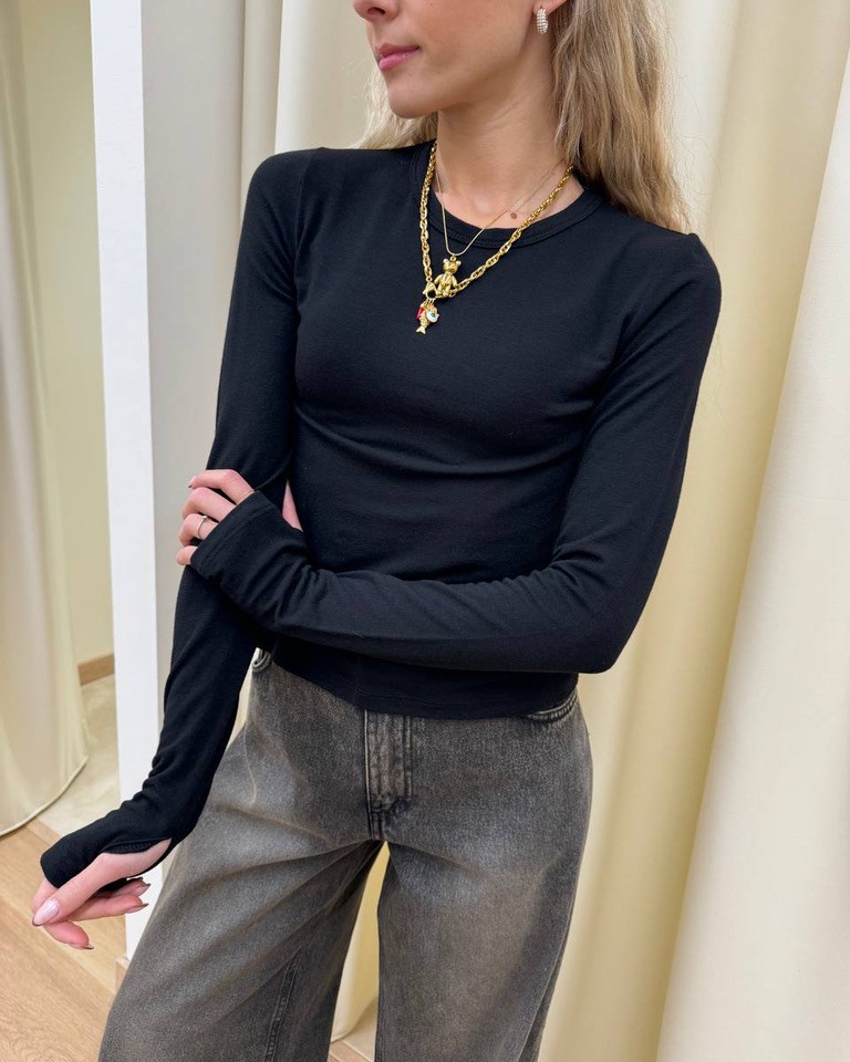 Maglia girocollo nera Vicolo Shop Online Maglia girocollo nera Vicolo