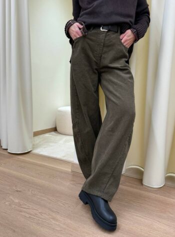 Shop Online Pantalone in velluto rocciatore verde militare con cintura HaveOne