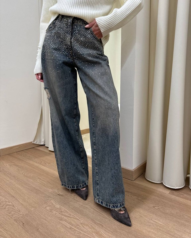 Jeans Bella con rotture e strass HaveOne Shop Online Jeans Bella con rotture e strass HaveOne