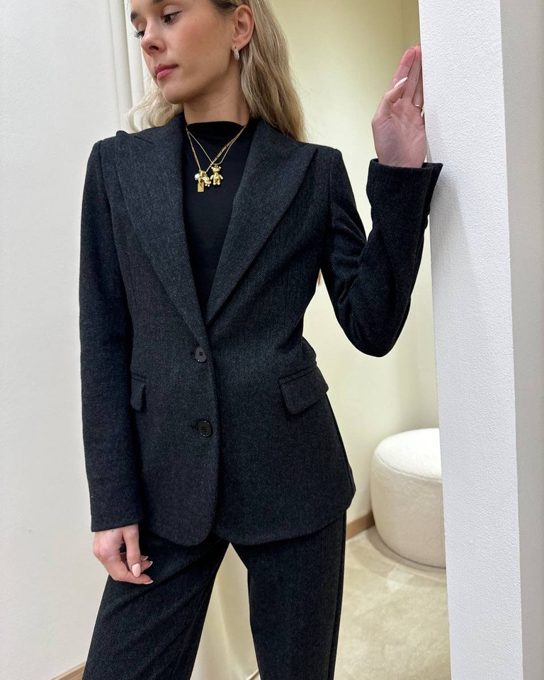 Giacca antracite spigata rever a lancia Vicolo Shop Online Giacca antracite spigata rever a lancia Vicolo