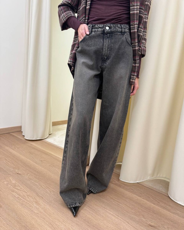 Jeans wide leg nero slavato HaveOne Shop Online Jeans wide leg nero slavato HaveOne