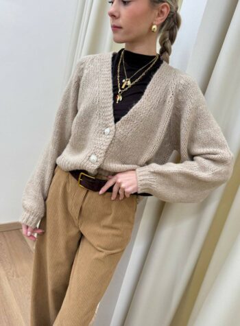 Shop Online Cardigan tortora bottoni gioiello HaveOne