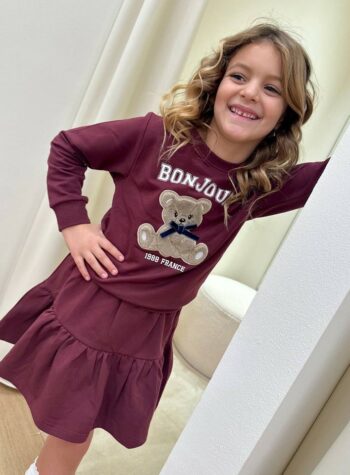 Shop Online Felpa bordeaux con patch orsetto Name It