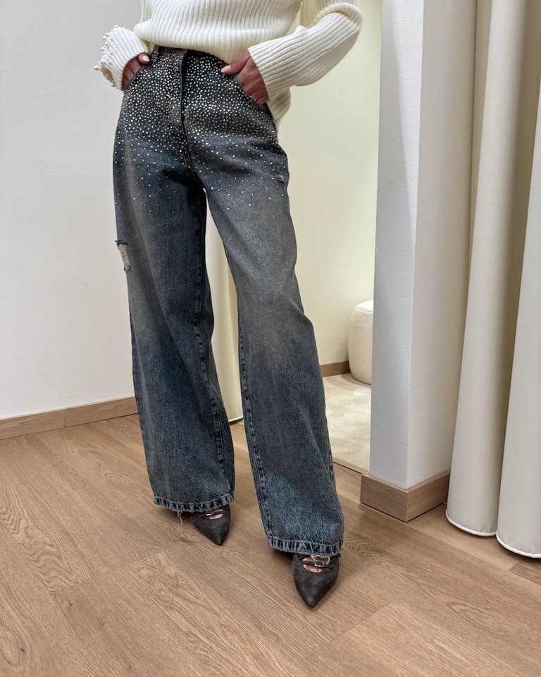 Jeans Bella con rotture e strass HaveOne Shop Online Jeans Bella con rotture e strass HaveOne
