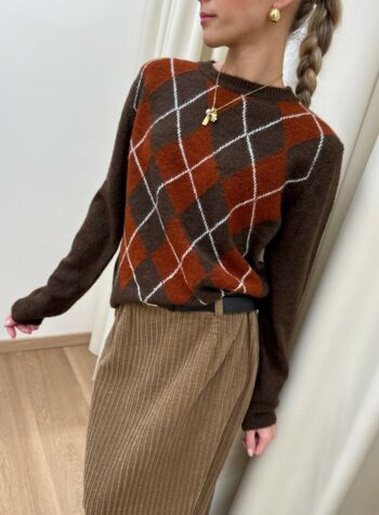 Shop Online Maglia girocollo moro rombi bruciato HaveOne