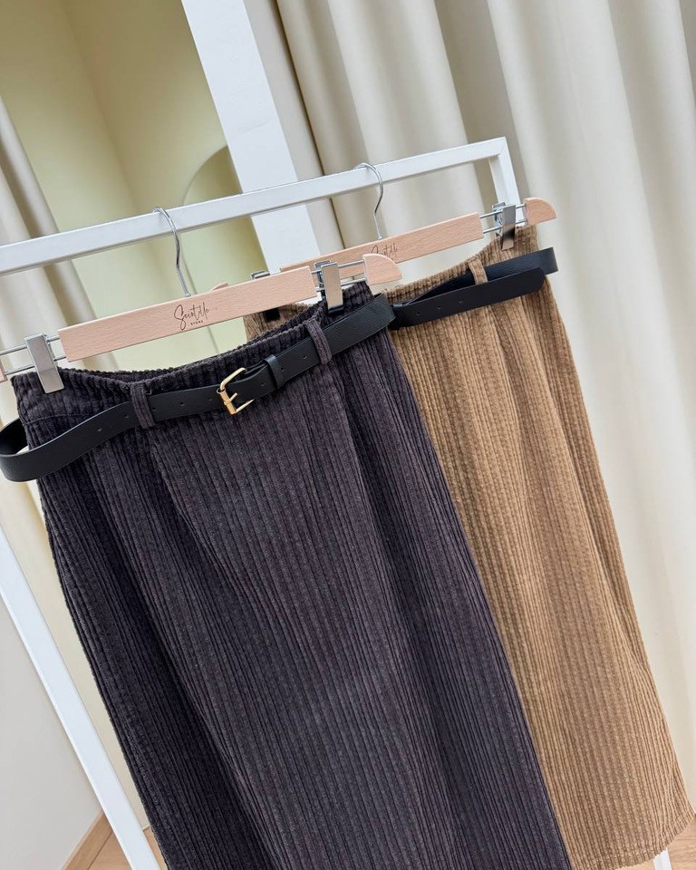 Gonna lunga in velluto moro con cintura HaveOne Shop Online Gonna lunga in velluto moro con cintura HaveOne