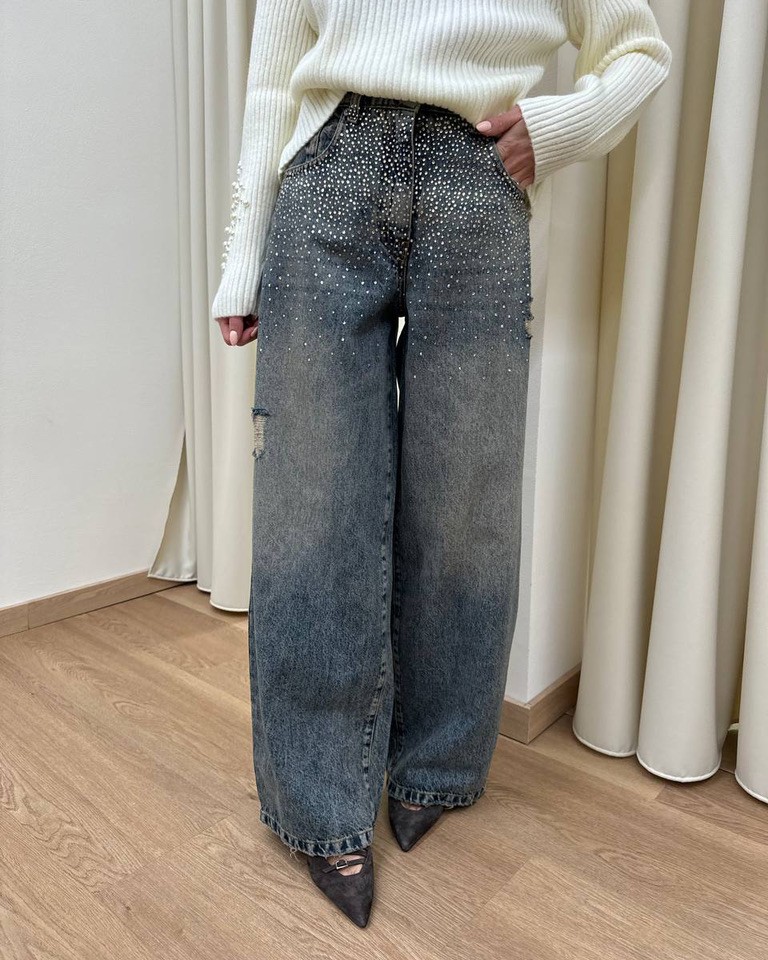 Jeans Bella con rotture e strass HaveOne Shop Online Jeans Bella con rotture e strass HaveOne