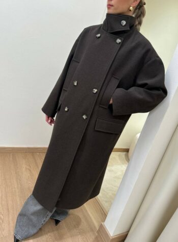 Shop Online Cappotto doppiopetto ovetto lungo moro Vicolo