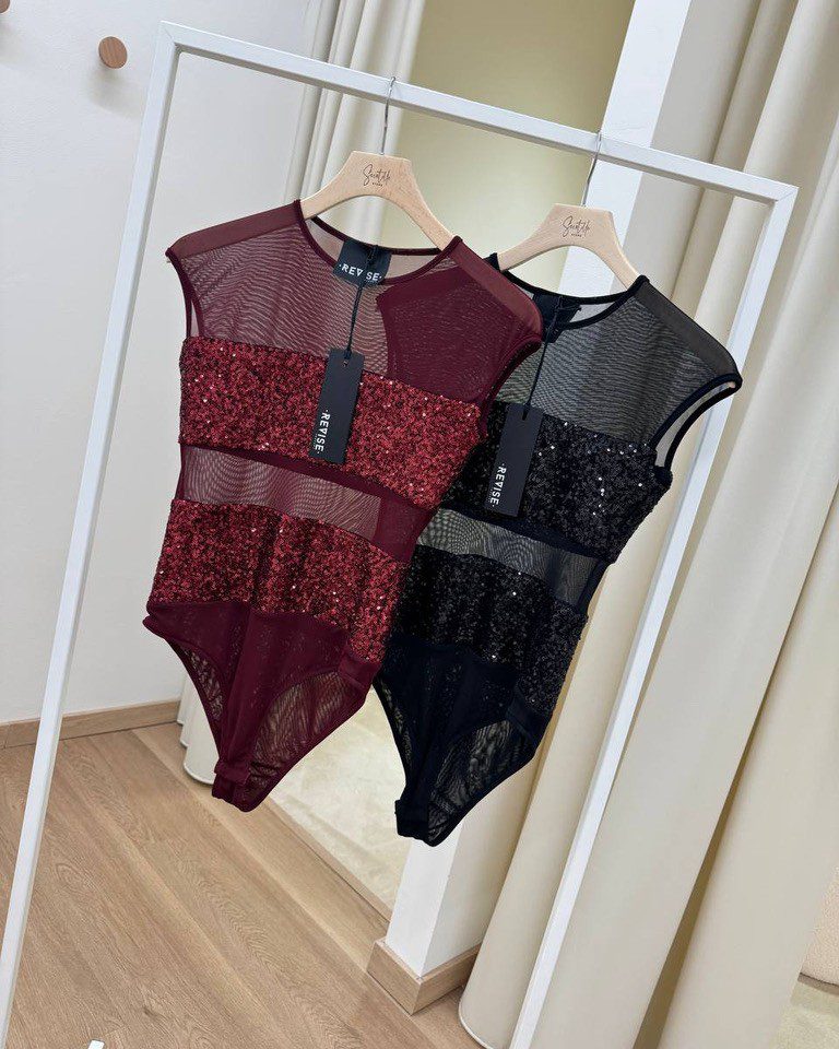 Body in tulle bordeaux con paillettes Revise Shop Online Body in tulle bordeaux con paillettes Revise