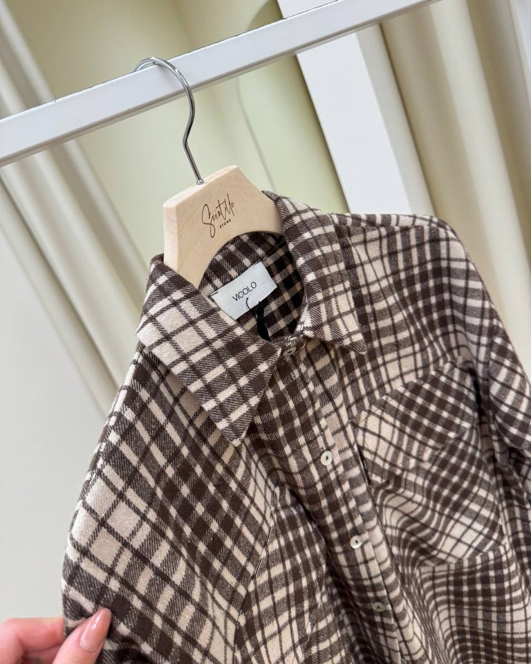 Camicia check in flanella moro e beige Vicolo Shop Online Camicia check in flanella moro e beige Vicolo