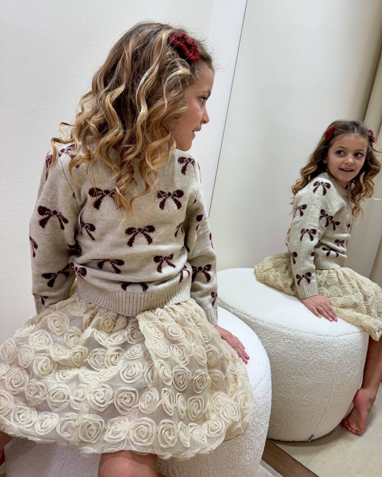 Maglione beige girocollo fiocchi bordeaux Name It Shop Online Maglione beige girocollo fiocchi bordeaux Name It