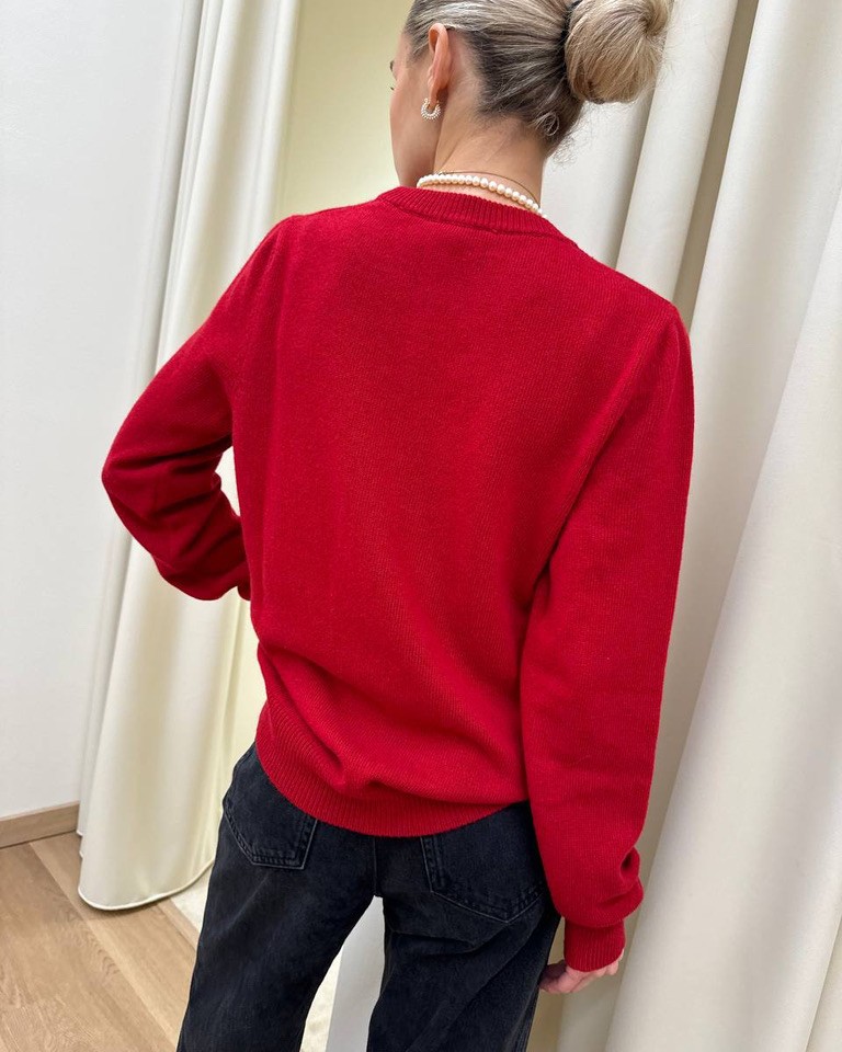 Maglione rosso "Natale in vacanza" Vicolo Shop Online Maglione rosso "Natale in vacanza" Vicolo