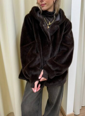 Shop Online Pelliccia bomber moro con cappuccio HaveOne