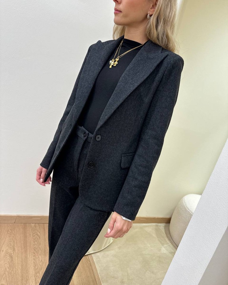 Giacca antracite spigata rever a lancia Vicolo Shop Online Giacca antracite spigata rever a lancia Vicolo