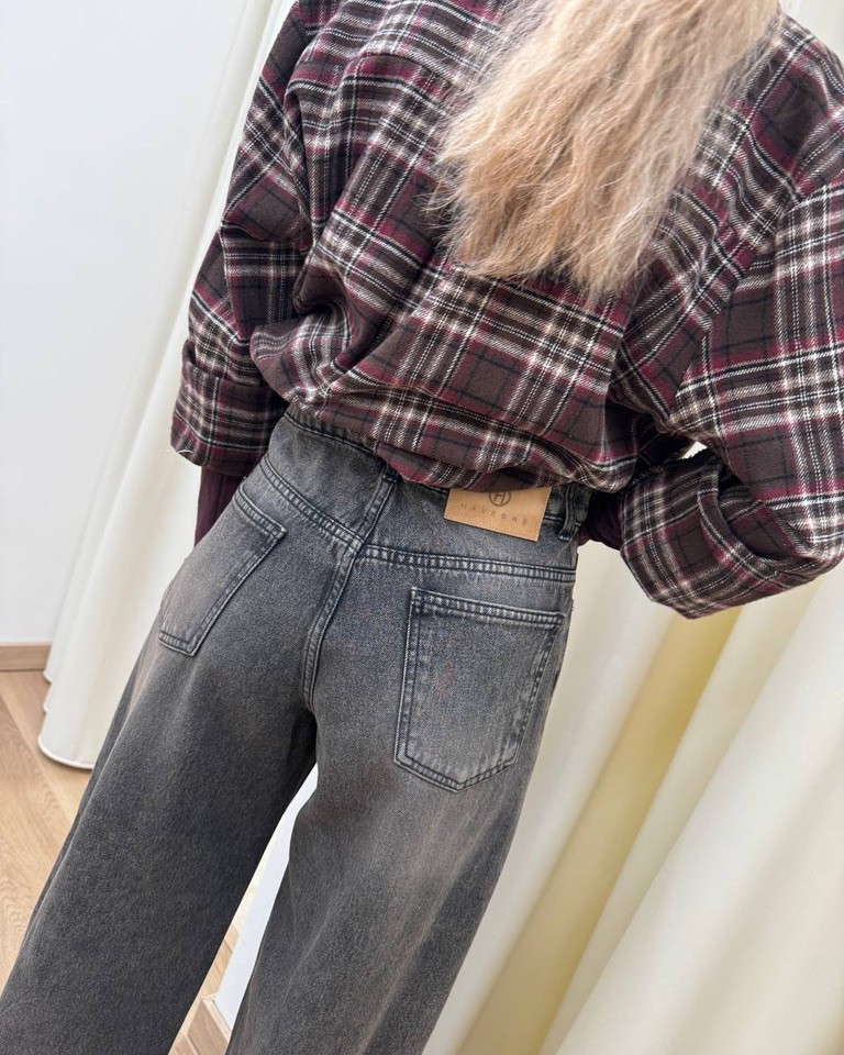 Jeans wide leg nero slavato HaveOne Shop Online Jeans wide leg nero slavato HaveOne