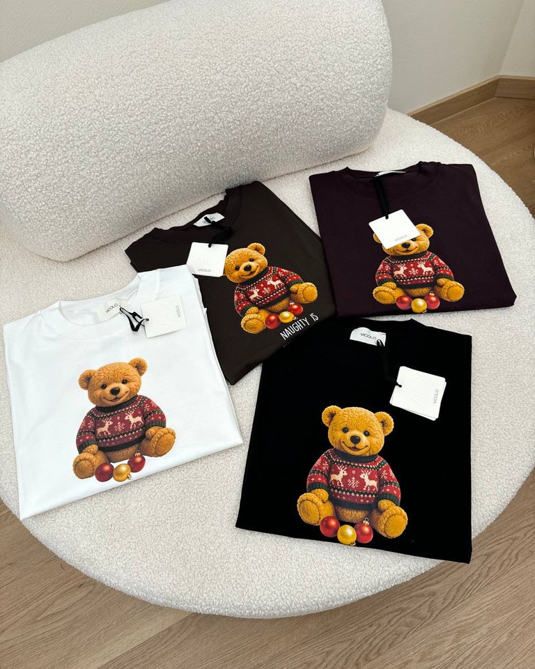 T-shirt oversize bianca stampa orsetto Vicolo Shop Online T-shirt oversize bianca stampa orsetto Vicolo