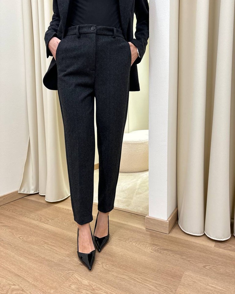 Pantalone a sigaretta spigato antracite Vicolo Shop Online Pantalone a sigaretta spigato antracite Vicolo