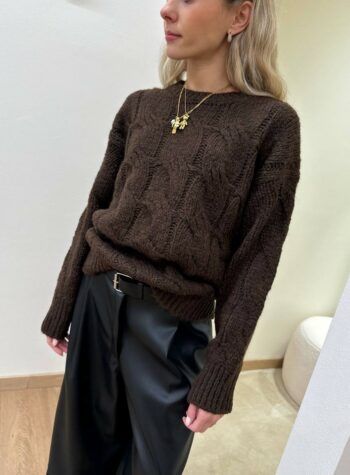 Shop Online Maglione girocollo trecce moro Vicolo